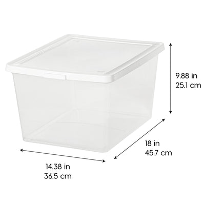 IRIS USA Storage Bins with Lids, Stackable Clear Plastic Box, 4-Pack, 25 Qt - VMInnovations