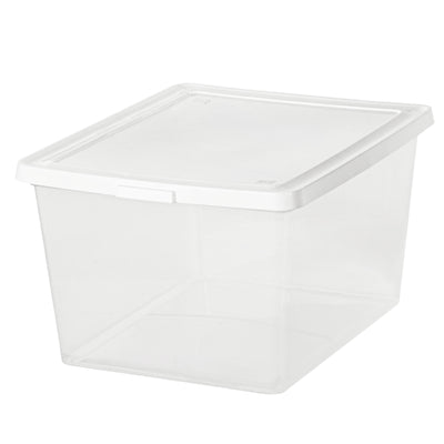 IRIS USA Storage Bins with Lids, Stackable Clear Plastic Box, 4-Pack, 25 Qt - VMInnovations
