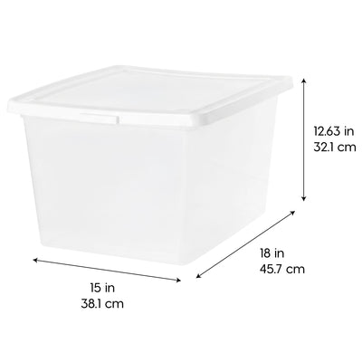 IRIS USA Storage Bins with Lids, Stackable Clear Plastic Box, 4-Pack, 36 Qt - VMInnovations