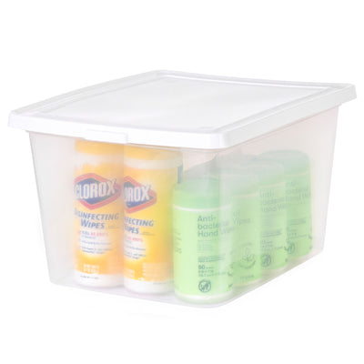 IRIS USA Storage Bins with Lids, Stackable Clear Plastic Box, 4-Pack, 36 Qt - VMInnovations