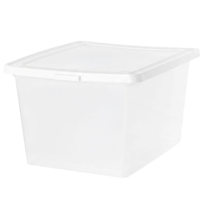 IRIS USA Storage Bins with Lids, Stackable Clear Plastic Box, 4-Pack, 36 Qt - VMInnovations