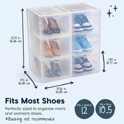 IRIS USA Shoe Box Organizer, 3 Tier Stackable Clear Storage Bin for Shoes