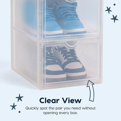 IRIS USA Shoe Box Organizer, 3 Tier Stackable Clear Storage Bin for Shoes