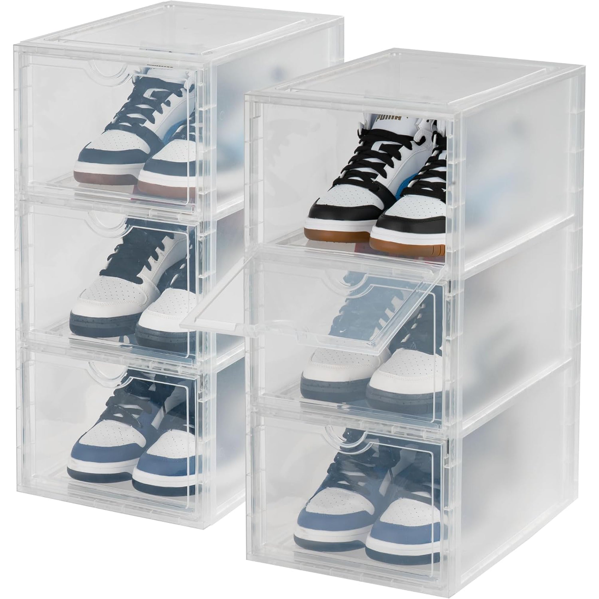 IRIS USA Shoe Box Organizer, 3 Tier Stackable Clear Storage Bin for Shoes