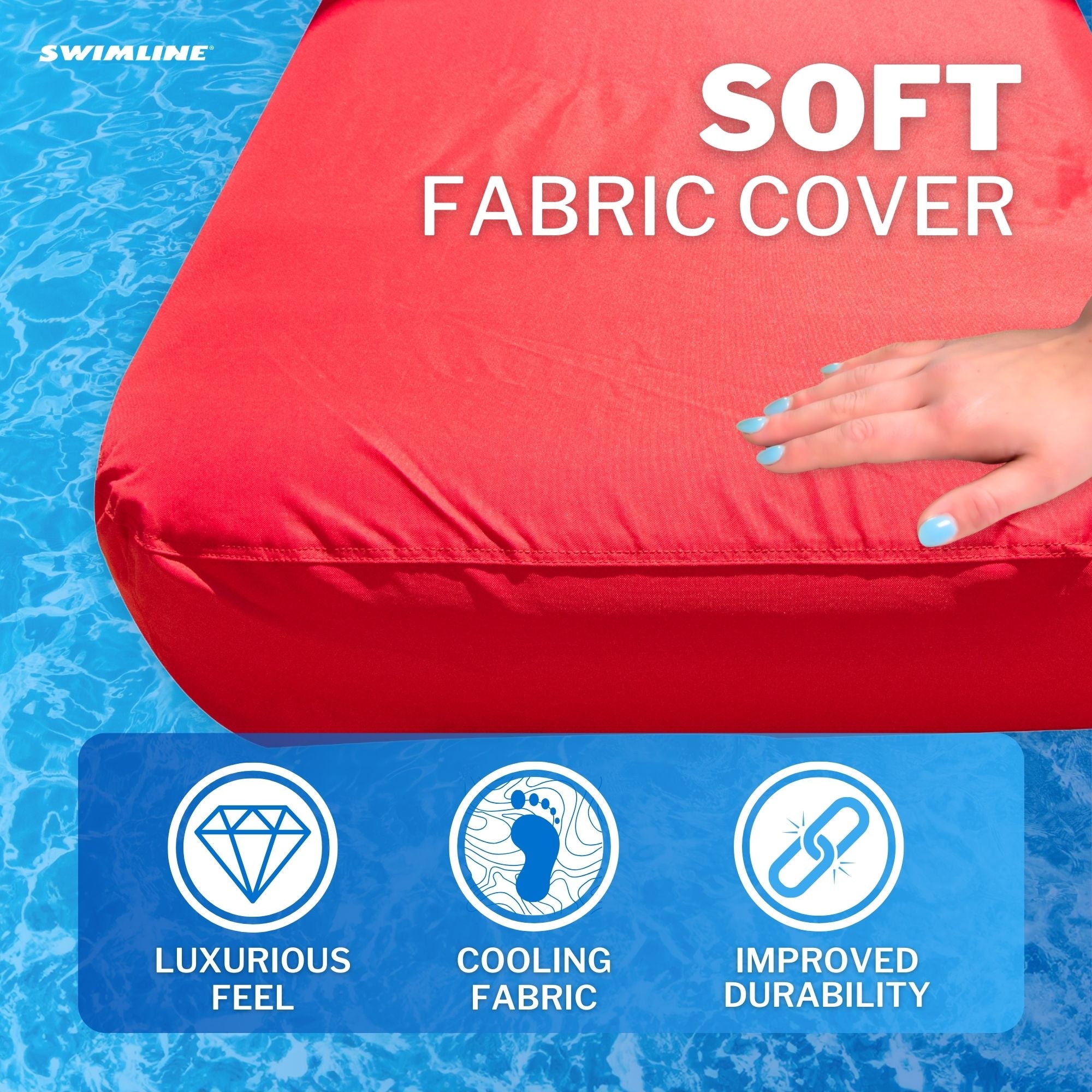 Swimline Solstice SunSoft Swimming Pool Inflatable Fabric Lounger Red (Open Box) - VMInnovations