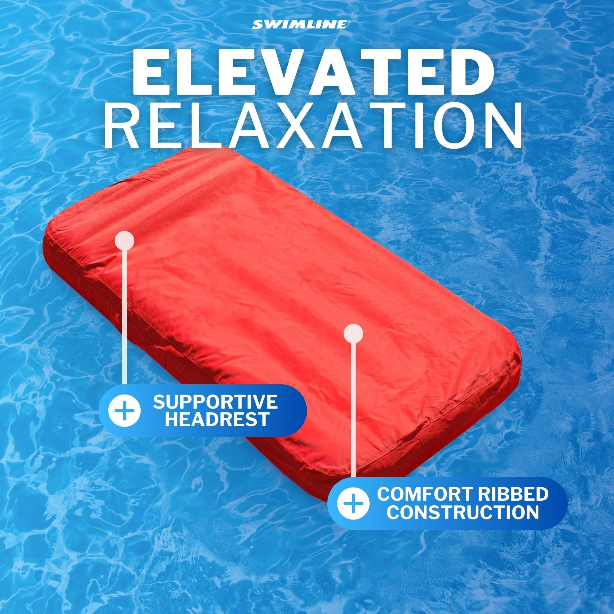 Swimline Solstice SunSoft Swimming Pool Inflatable Fabric Lounger Red (Open Box) - VMInnovations