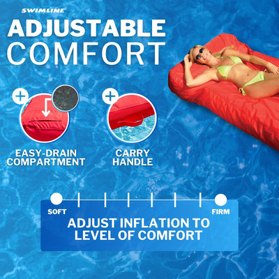 Swimline Solstice SunSoft Swimming Pool Inflatable Fabric Lounger Red (Open Box) - VMInnovations