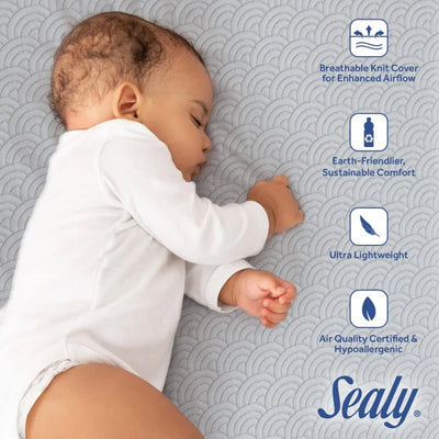 Sealy Baby Airie 2 Stage Infant Crib Mattress Plus Toddler Bed Fit, White Mesh