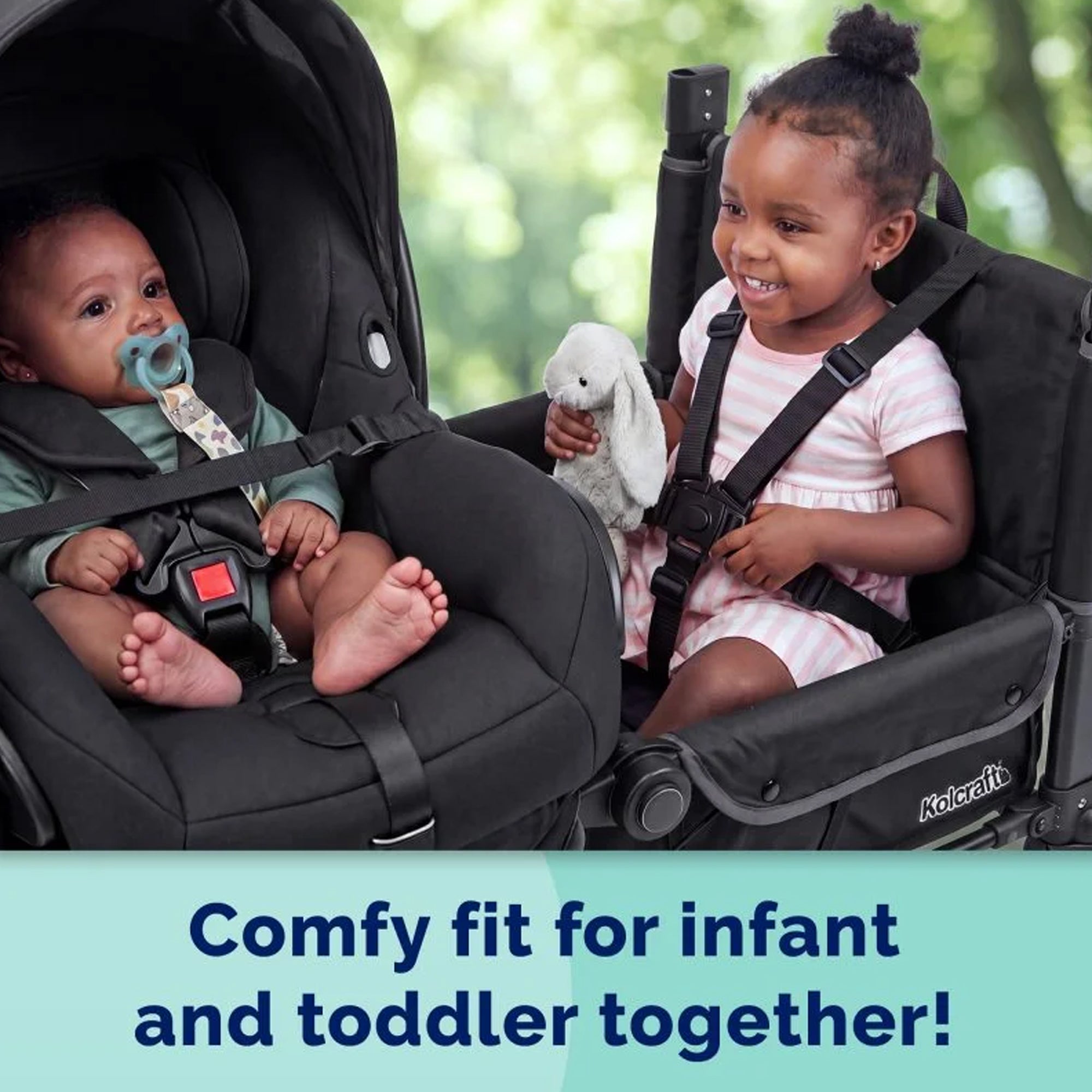 Kolcraft 360 Cloud Plus Stroller Wagon with Foldable Design and Car Seat Straps