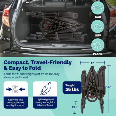 Kolcraft 360 Cloud Plus Stroller Wagon with Foldable Design and Car Seat Straps