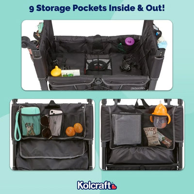 Kolcraft 360 Cloud Plus Stroller Wagon with Foldable Design and Car Seat Straps