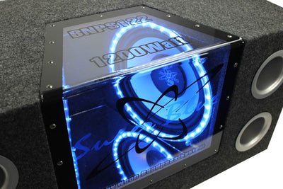 Pyramid BNPS102 10" 1000W Subwoofers Bandpass Box and PX-1000.2 1000W 2 Ch Amp