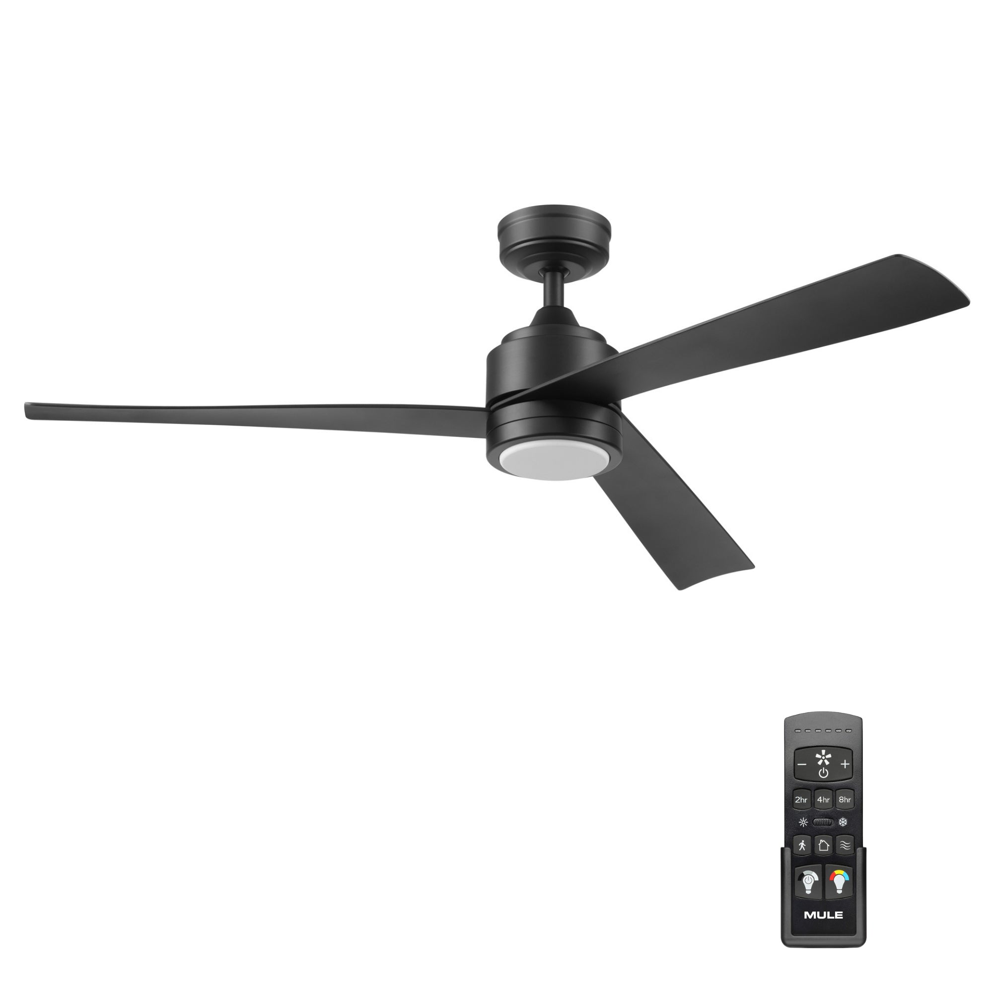 Mule Avani 52 Inch Damp-Rated Ceiling Fan With LED Light, Remote, Matte Black