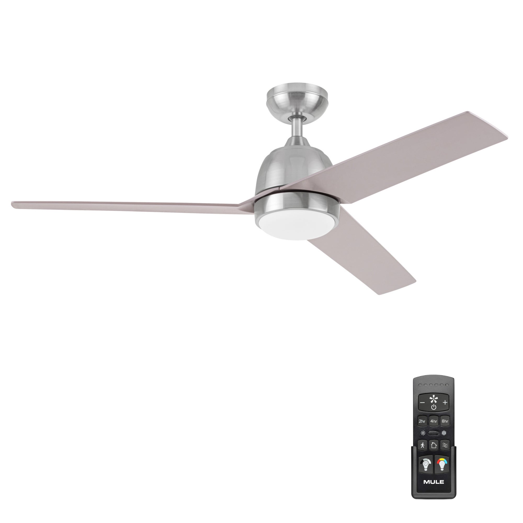 Mule Selana 52 Inch Damp-Rated Ceiling Fan, LED Light, Remote, Brushed Nickel