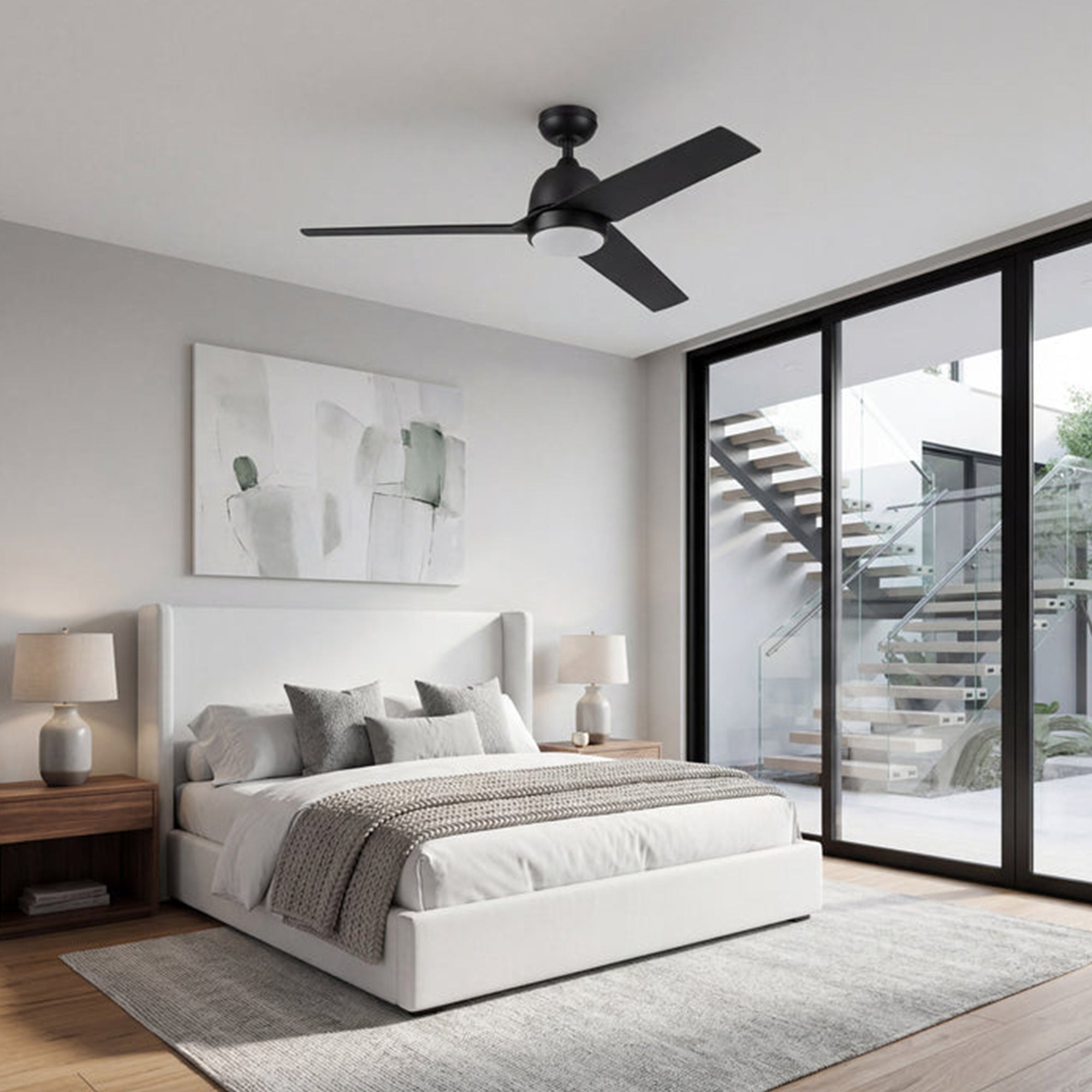 Mule Selana 52 Inch Damp-Rated Ceiling Fan with LED Light, Remote, Matte Black