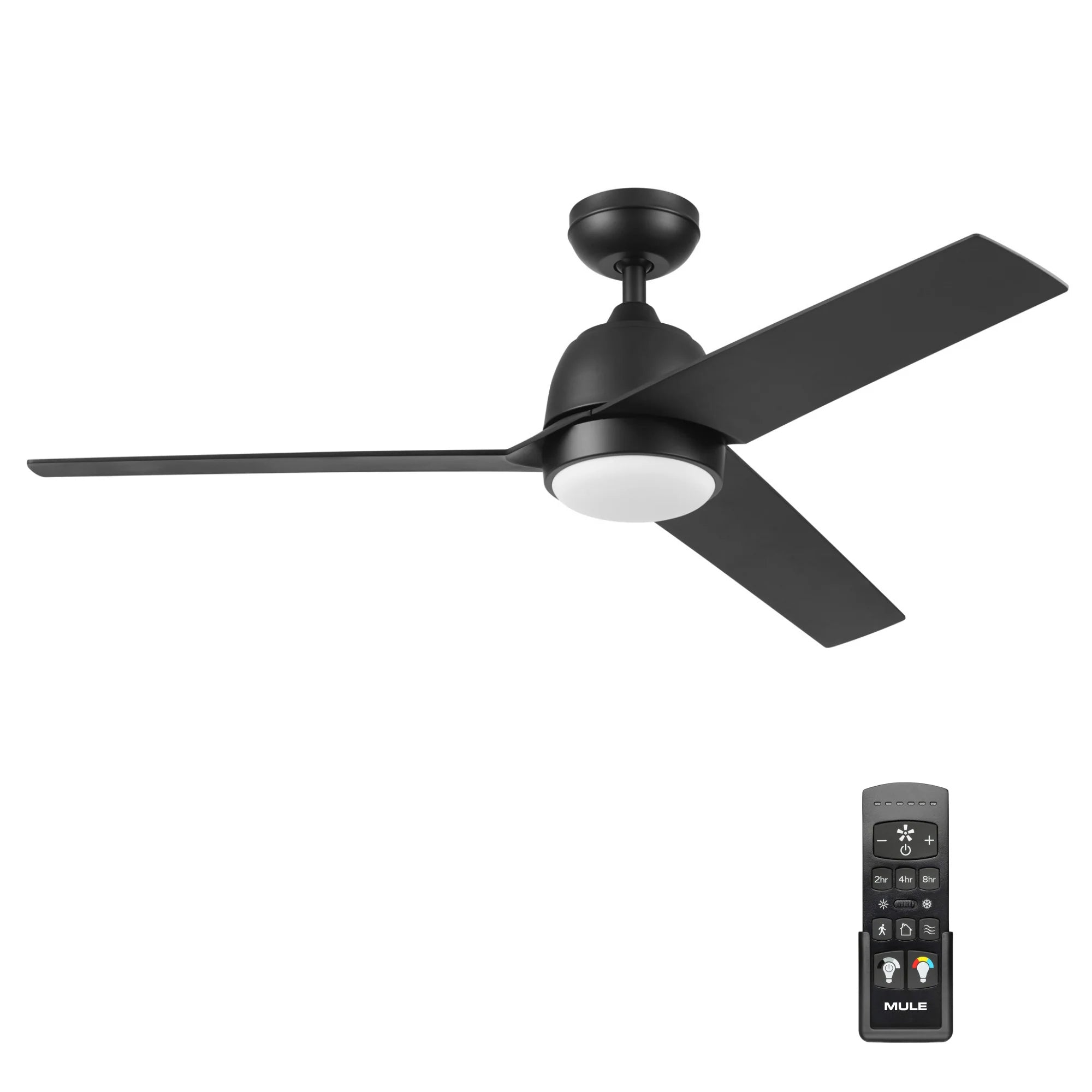 Mule Selana 52 Inch Damp-Rated Ceiling Fan with LED Light, Remote, Matte Black