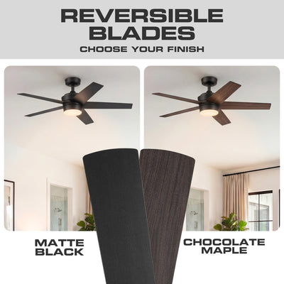 Mule Sentrix 52 Inch Ceiling Fan with LED Light, Remote, BLDC Motor, Matte Black