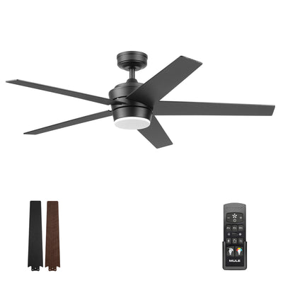 Mule Sentrix 52 Inch Ceiling Fan with LED Light, Remote, BLDC Motor, Matte Black