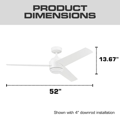 Mule Halona 52 Inch Damp-Rated Ceiling Fan With LED Light, Remote, White