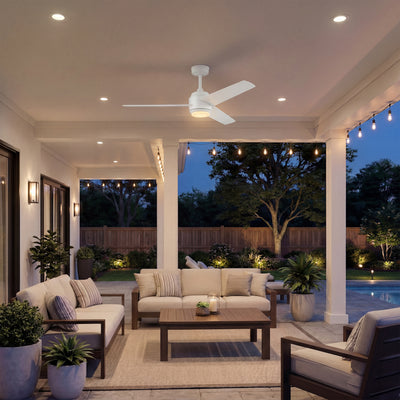 Mule Halona 52 Inch Damp-Rated Ceiling Fan With LED Light, Remote, White