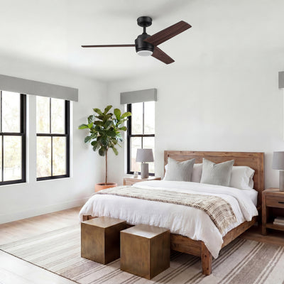 Mule Halona 52 Inch Damp-Rated Ceiling Fan With LED Light, Remote, Matte Black