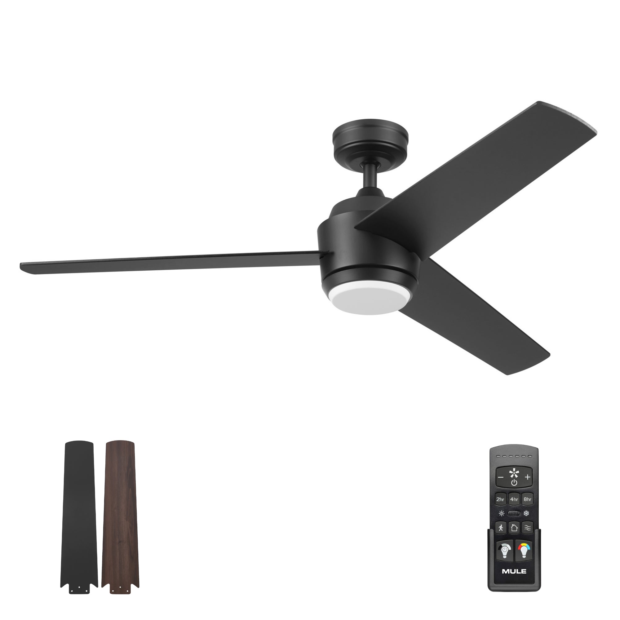 Mule Halona 52 Inch Damp-Rated Ceiling Fan With LED Light, Remote, Matte Black
