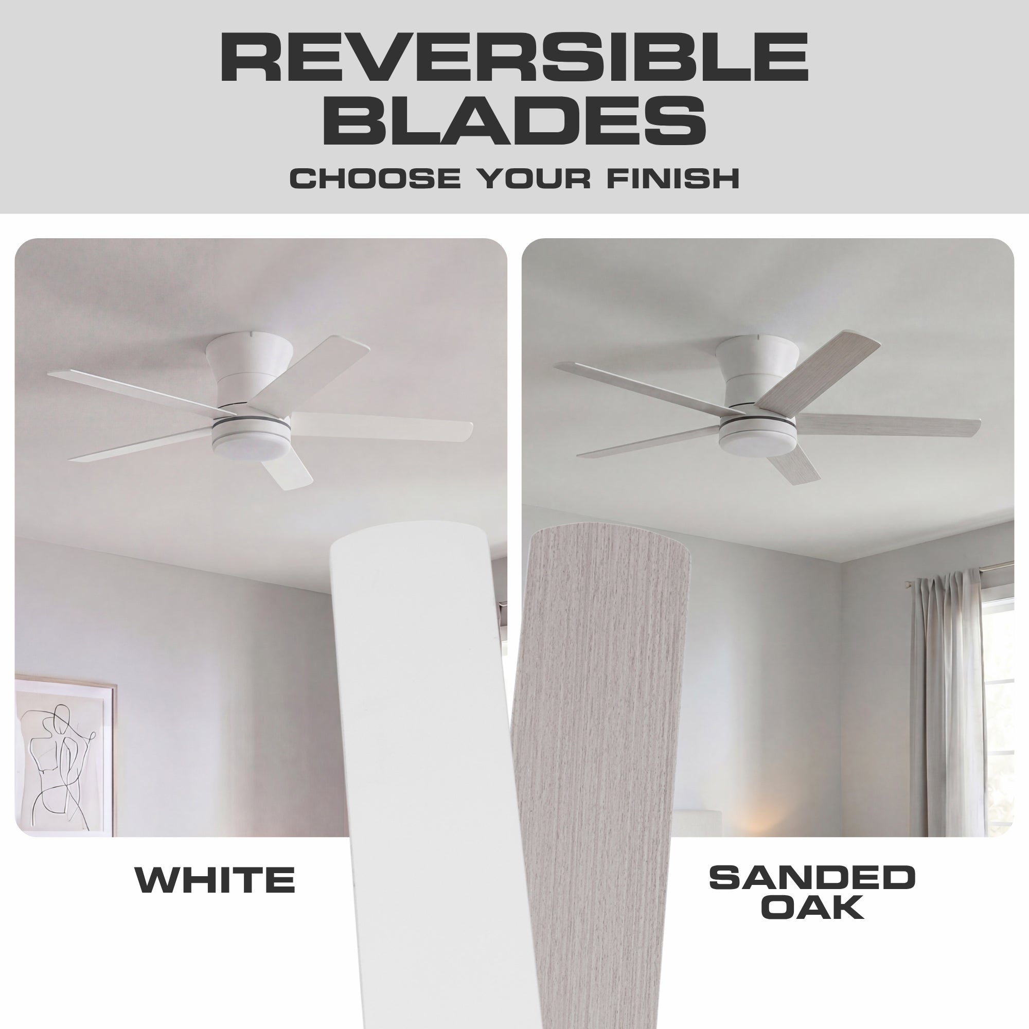 Mule Grayson 52 Inch Hugger Ceiling Fan With LED Light, Remote, White