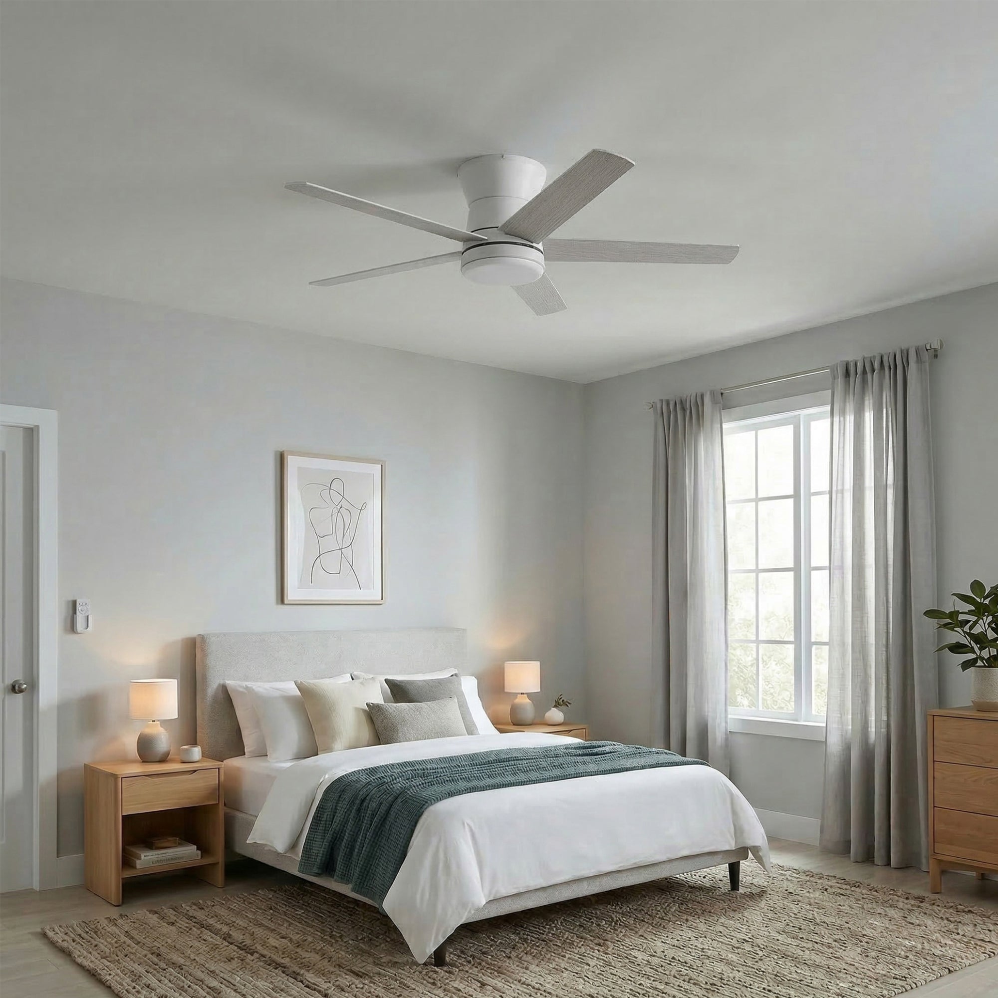 Mule Grayson 52 Inch Hugger Ceiling Fan With LED Light, Remote, White
