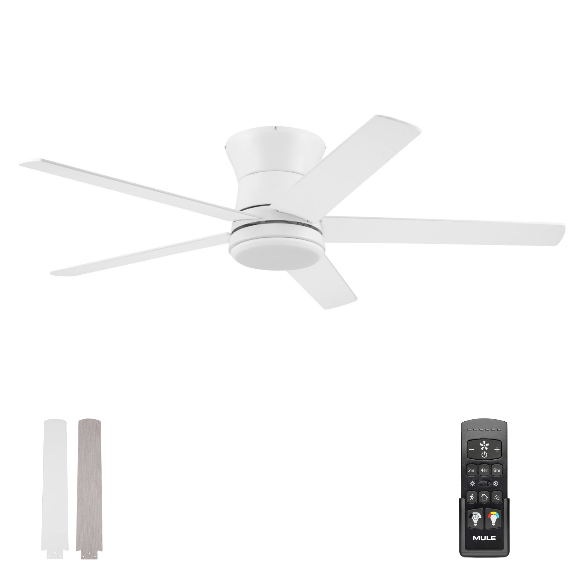 Mule Grayson 52 Inch Hugger Ceiling Fan With LED Light, Remote, White