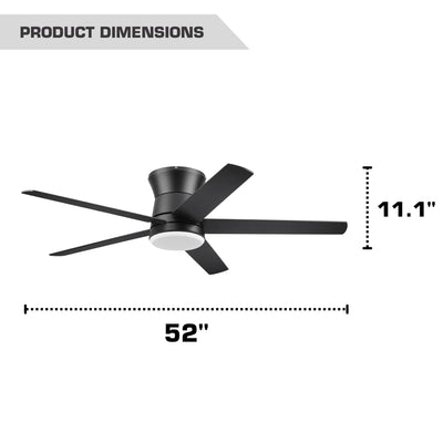 Mule Grayson 52 Inch Hugger Ceiling Fan With LED Light, Remote, Matte Black