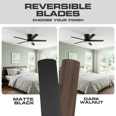 Mule Grayson 52 Inch Hugger Ceiling Fan With LED Light, Remote, Matte Black