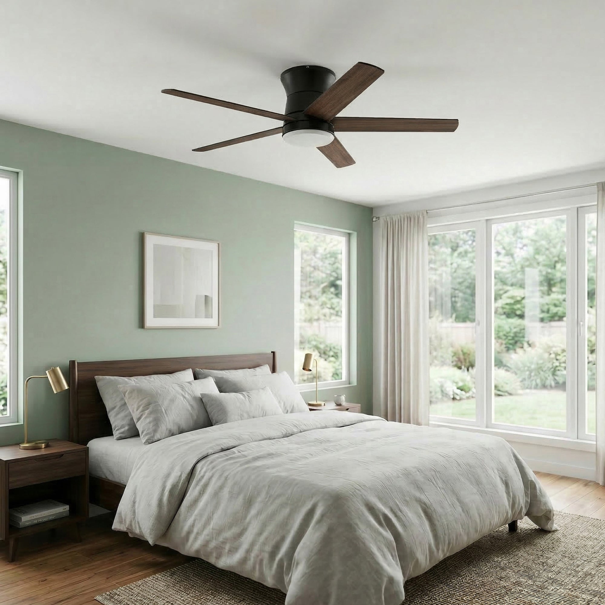Mule Grayson 52 Inch Hugger Ceiling Fan With LED Light, Remote, Matte Black