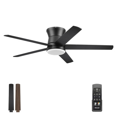 Mule Grayson 52 Inch Hugger Ceiling Fan With LED Light, Remote, Matte Black
