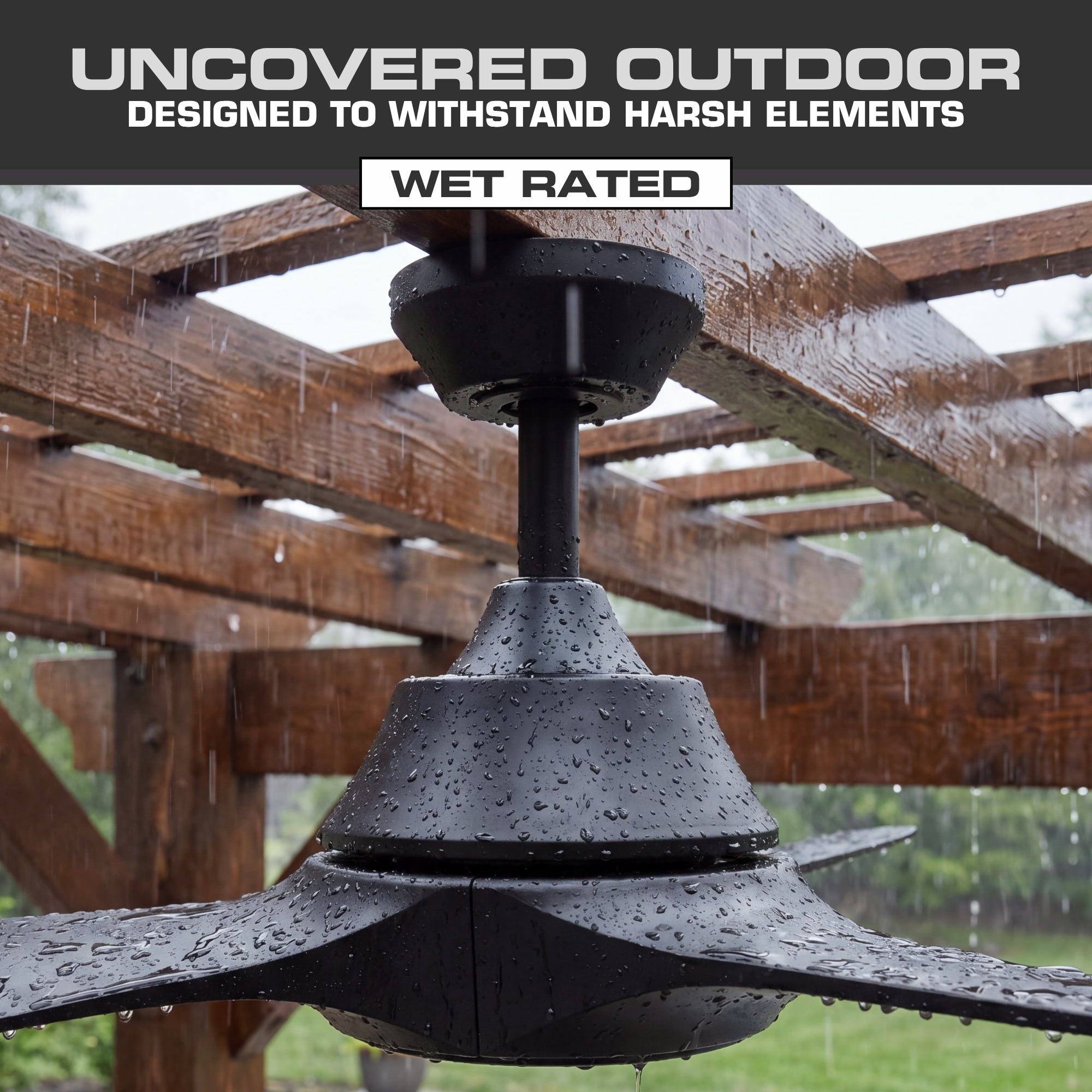 Mule Max Breeze 72" Wet Rated Indoor/Outdoor Ceiling Fan w/ Remote, Matte Black