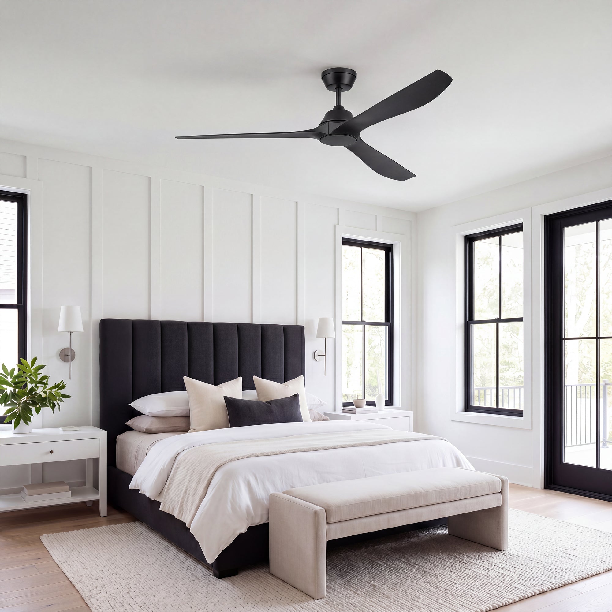Mule Max Breeze 72" Wet Rated Indoor/Outdoor Ceiling Fan w/ Remote, Matte Black