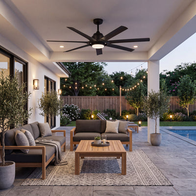 Mule Sterling 70 Inch Sterling Indoor/Covered Outdoor Ceiling Fan, Matte Black