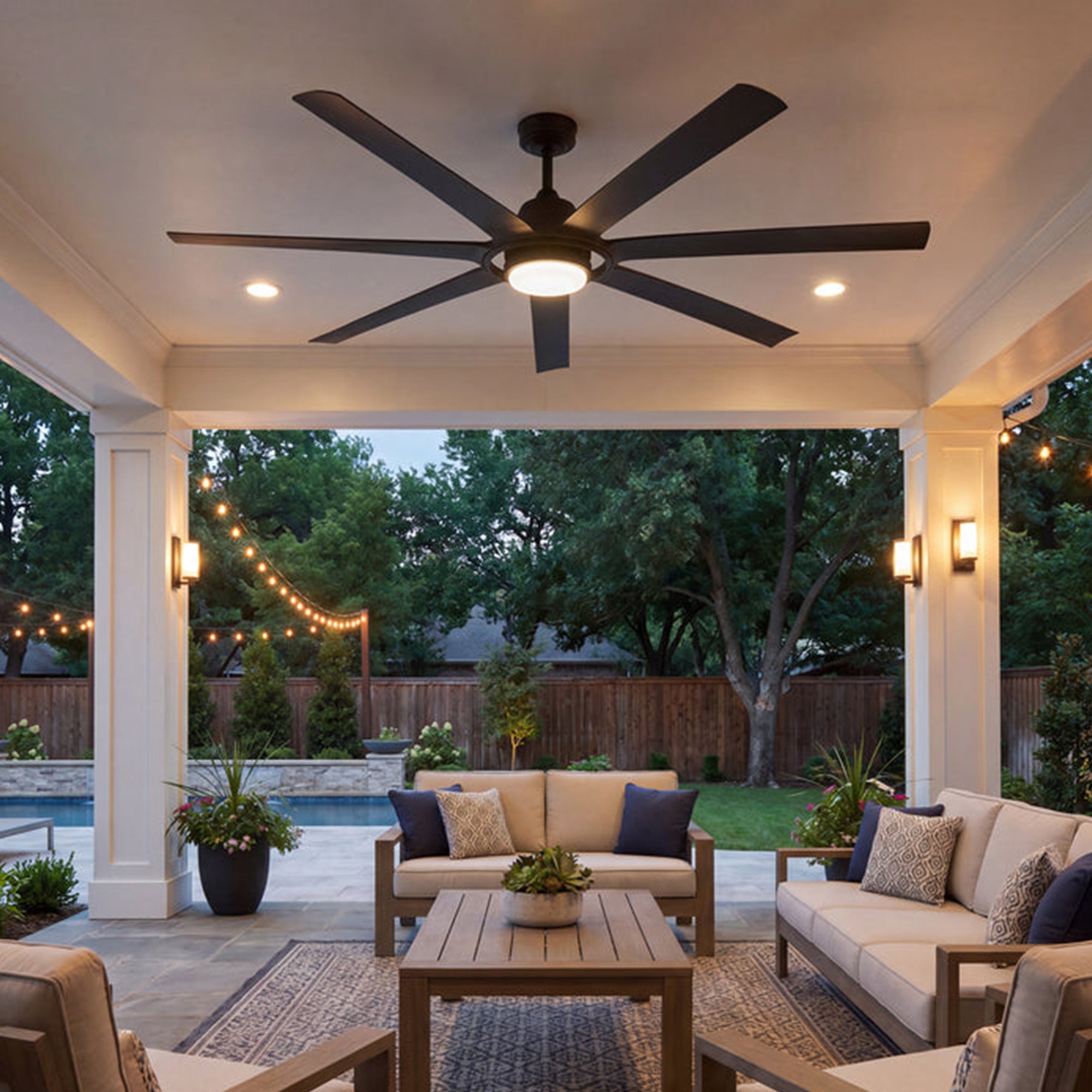Mule Sterling 70 Inch Sterling Indoor/Covered Outdoor Ceiling Fan, Matte Black