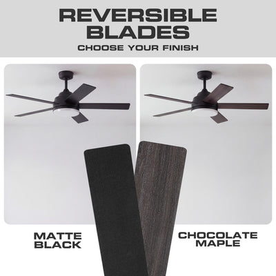 Mule Carver 52 Inch Ceiling Fan with LED Light, Remote, DC Motor, Matte Black