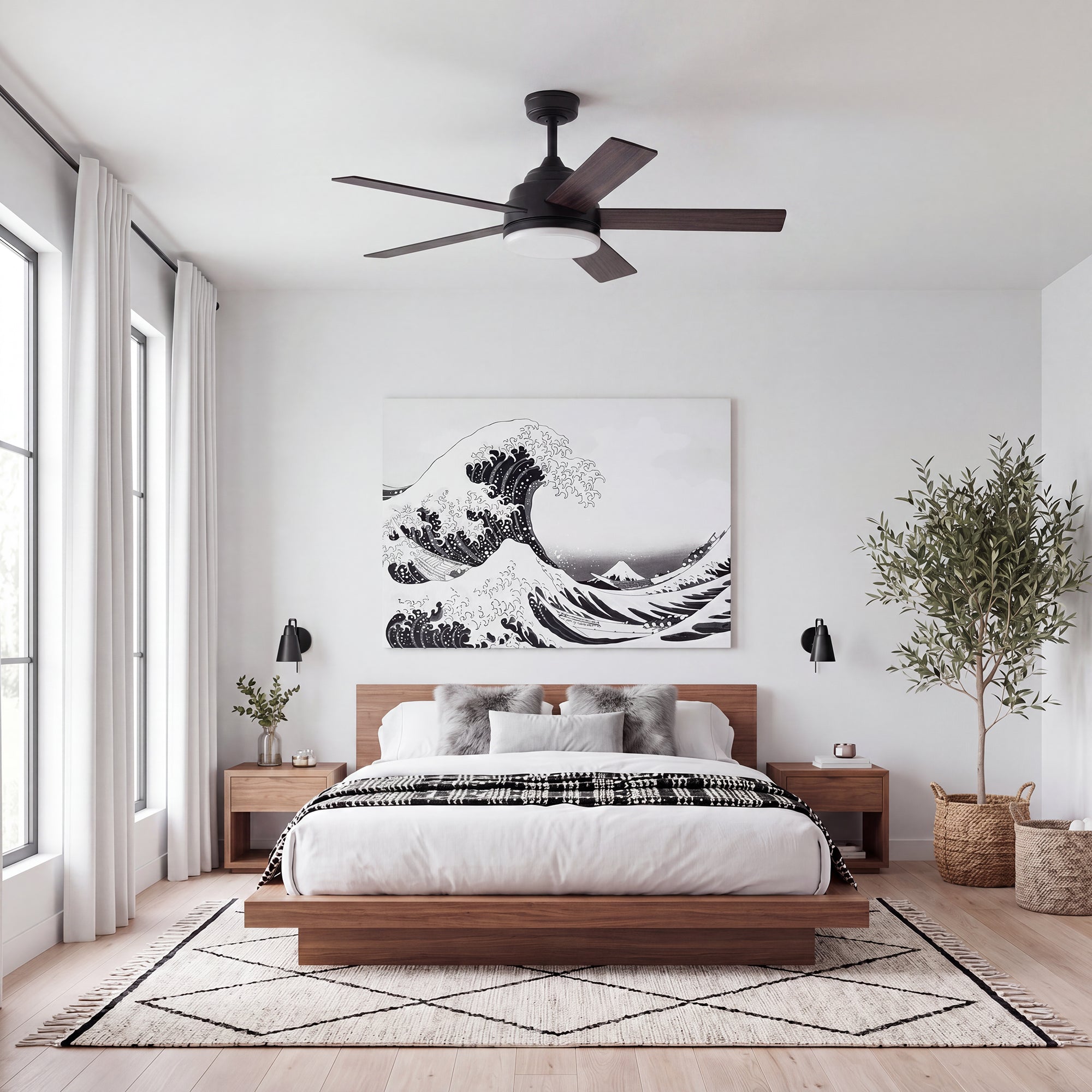 Mule Carver 52 Inch Ceiling Fan with LED Light, Remote, DC Motor, Matte Black