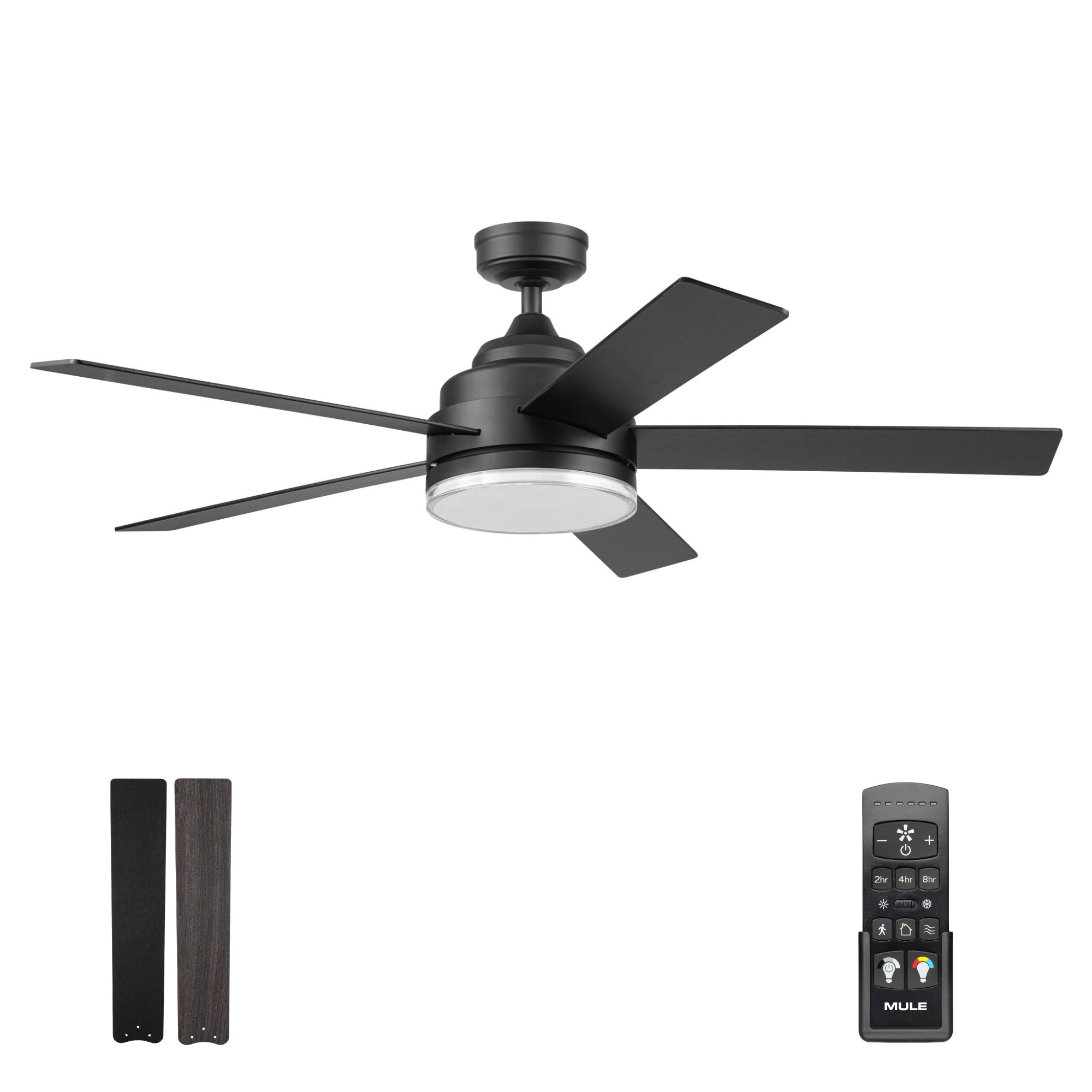 Mule Carver 52 Inch Ceiling Fan with LED Light, Remote, DC Motor, Matte Black