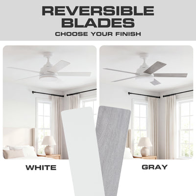 Mule Carver 52 Inch Ceiling Fan with LED Light, Remote, DC Motor, White