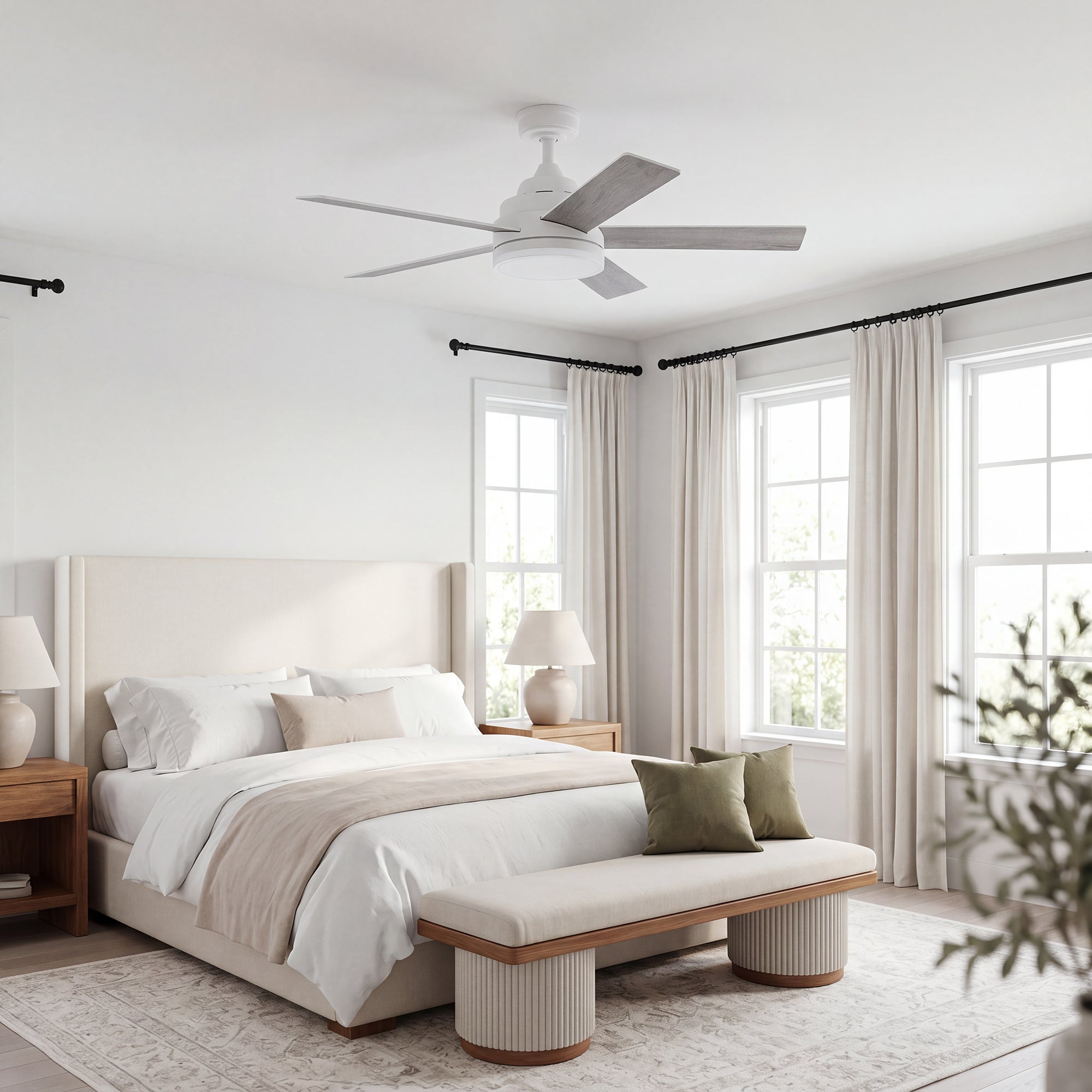 Mule Carver 52 Inch Ceiling Fan with LED Light, Remote, DC Motor, White