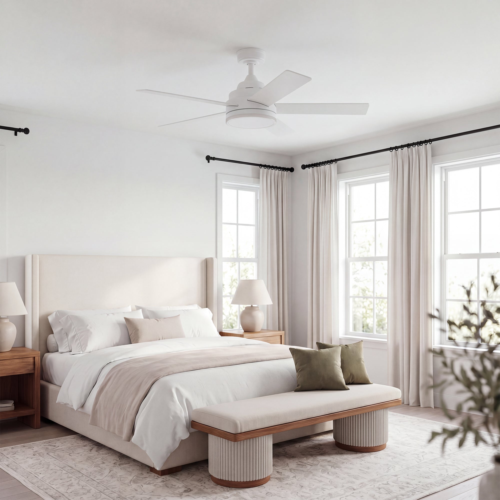 Mule Carver 52 Inch Ceiling Fan with LED Light, Remote, DC Motor, White