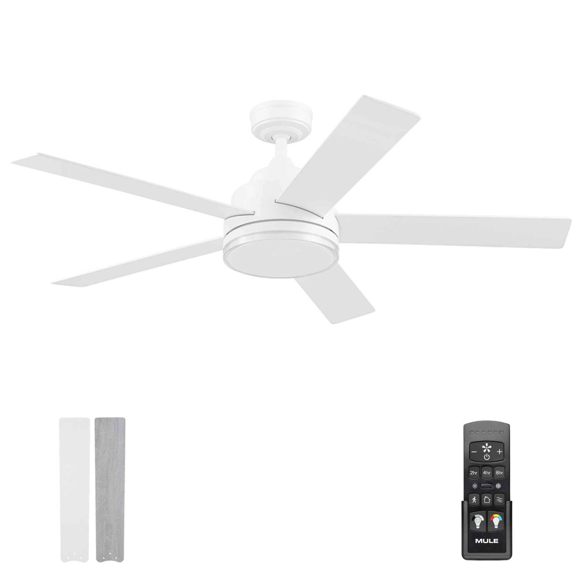 Mule Carver 52 Inch Ceiling Fan with LED Light, Remote, DC Motor, White