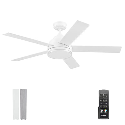 Mule Carver 52 Inch Ceiling Fan with LED Light, Remote, DC Motor, White