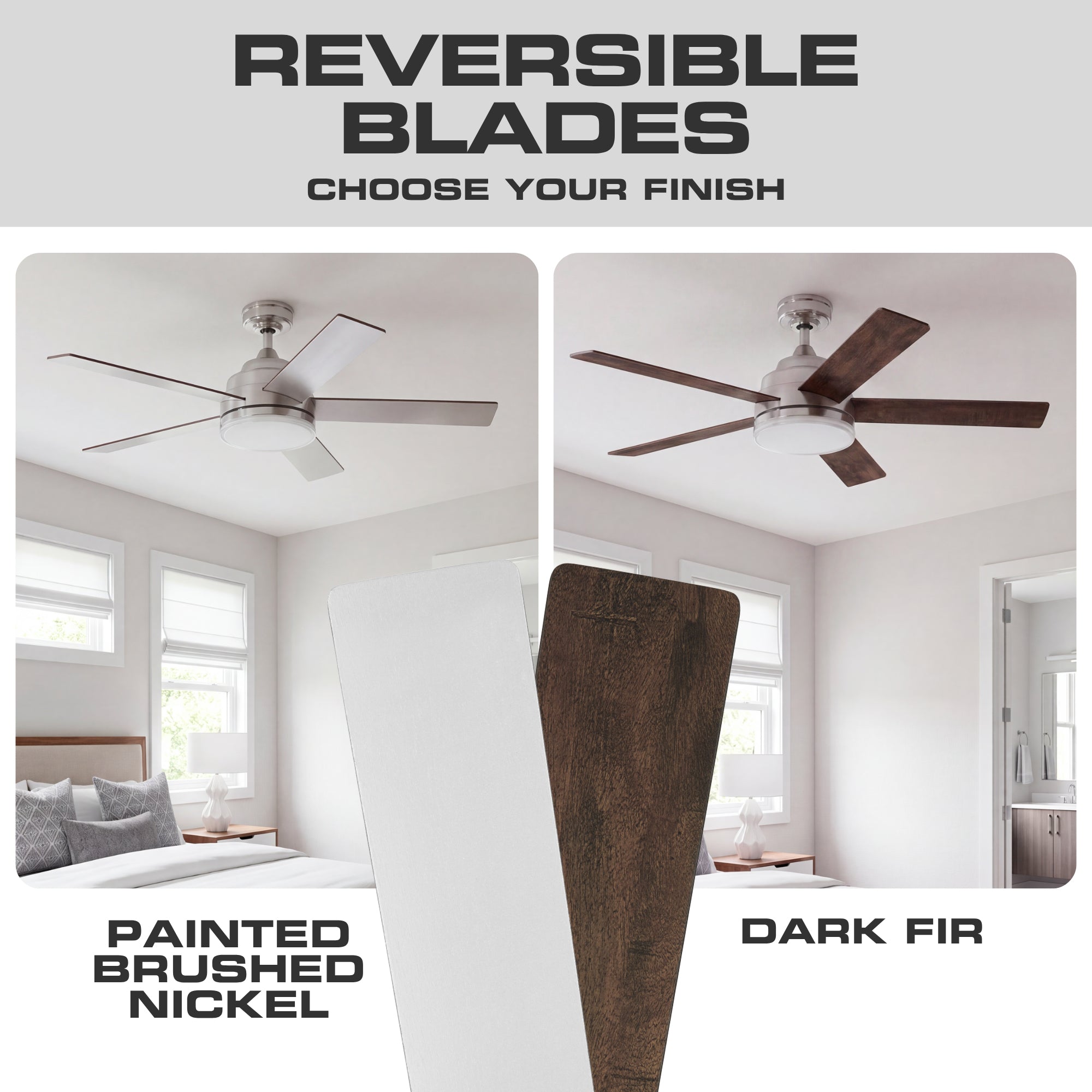 Mule Carver 52 Inch Ceiling Fan with LED Light, Remote, DC Motor, Brushed Nickel