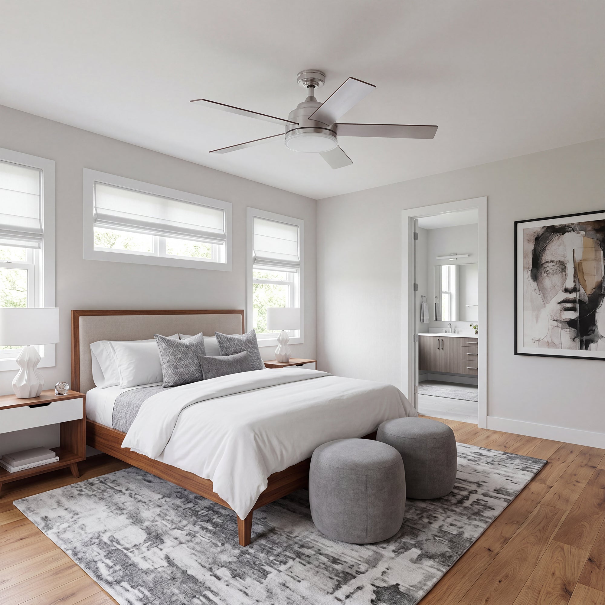 Mule Carver 52 Inch Ceiling Fan with LED Light, Remote, DC Motor, Brushed Nickel
