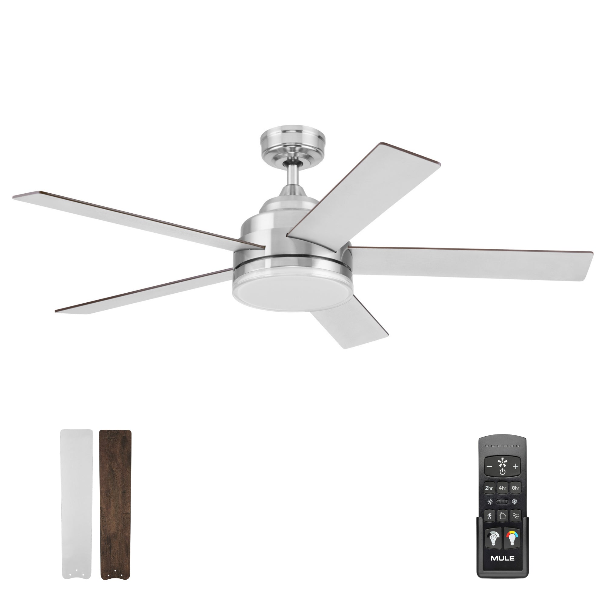 Mule Carver 52 Inch Ceiling Fan with LED Light, Remote, DC Motor, Brushed Nickel