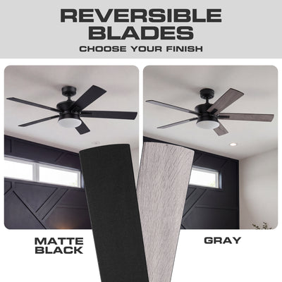 Mule Elva 52 Inch Indoor Ceiling Fan With LED Light, Remote Control, Matte Black