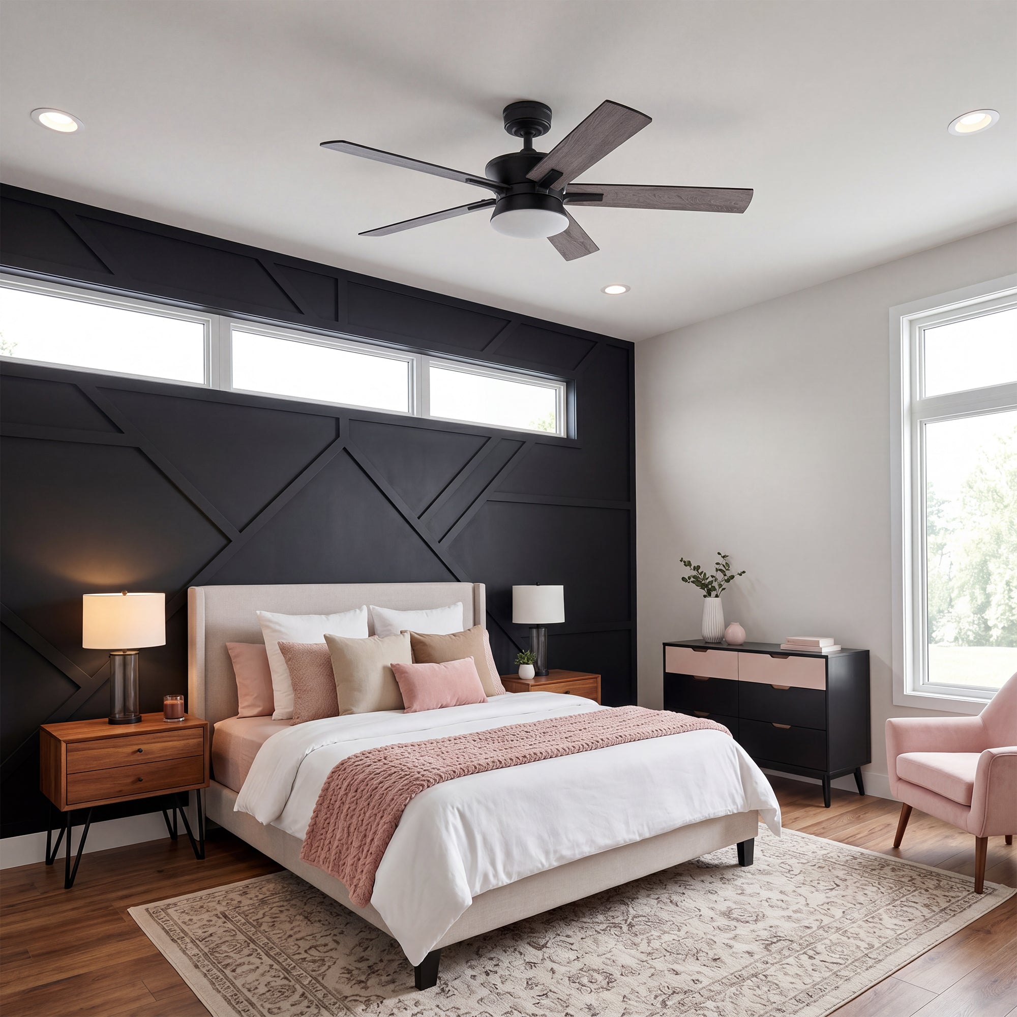 Mule Elva 52 Inch Indoor Ceiling Fan With LED Light, Remote Control, Matte Black
